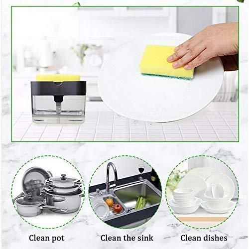 Soap Dispenser - 2 in 1 Soap Dispenser  With Microfibre Wash Dust Cleaning Gloves ( 380 ml, Multicolor )