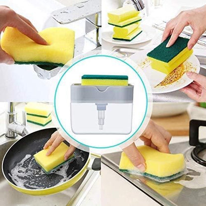 Soap Dispenser - 2 in 1 Soap Dispenser  With Microfibre Wash Dust Cleaning Gloves ( 380 ml, Multicolor )