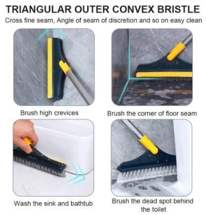 kripara Bathroom Cleaning Brush with Wiper 2 in 1 Tiles Cleaning