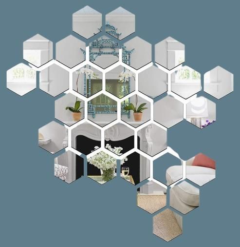 3D Acrylic Hexagon Mirror Wall Stickers(Set of 31)